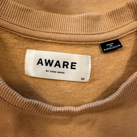 Aware By Vera Moda Crewneck Sweatshirt Camel Brown Womens Size XS 100% Cotton - Picture 3 of 5